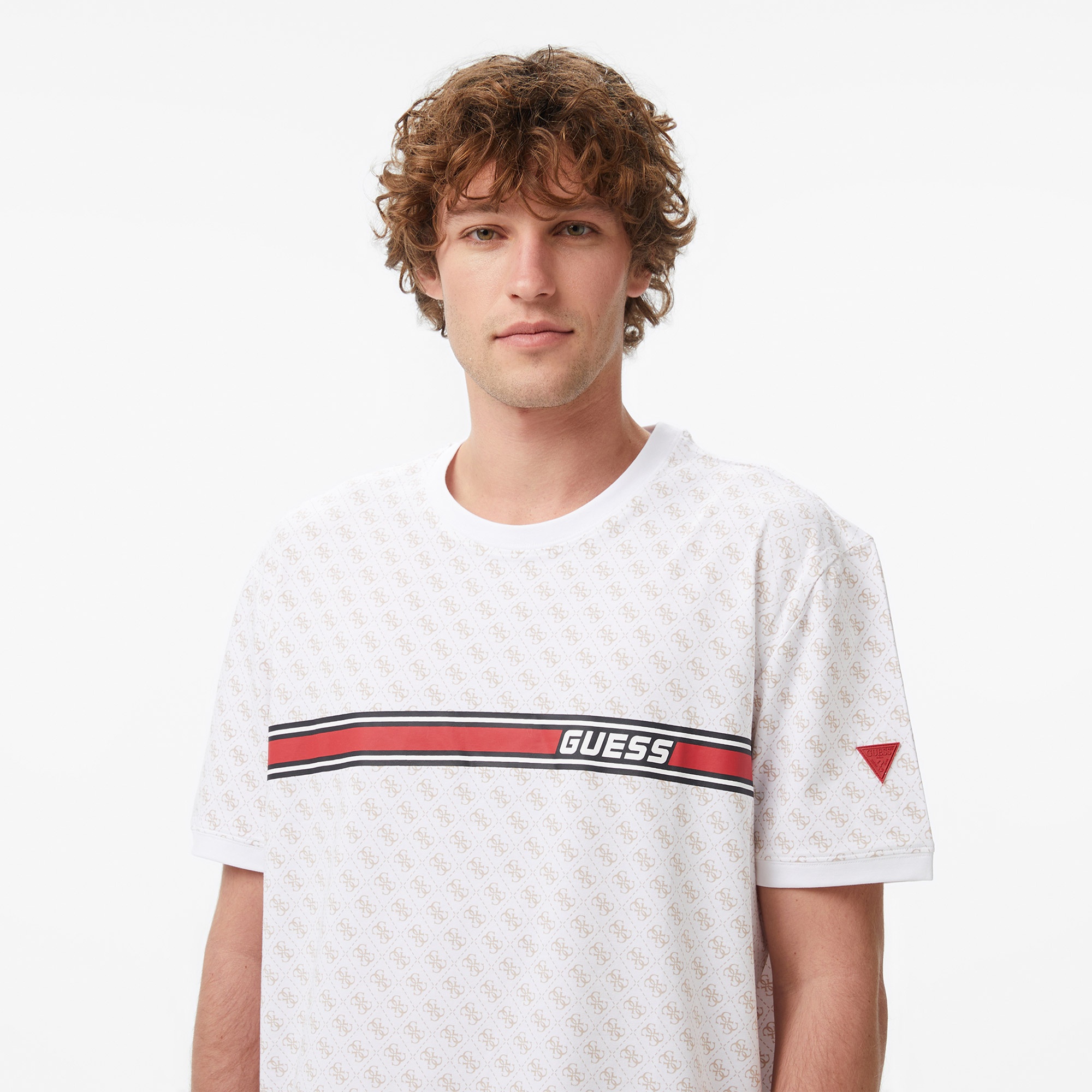 Guess Jamey Aktif Regular Fit Erkek Beyaz T-Shirt