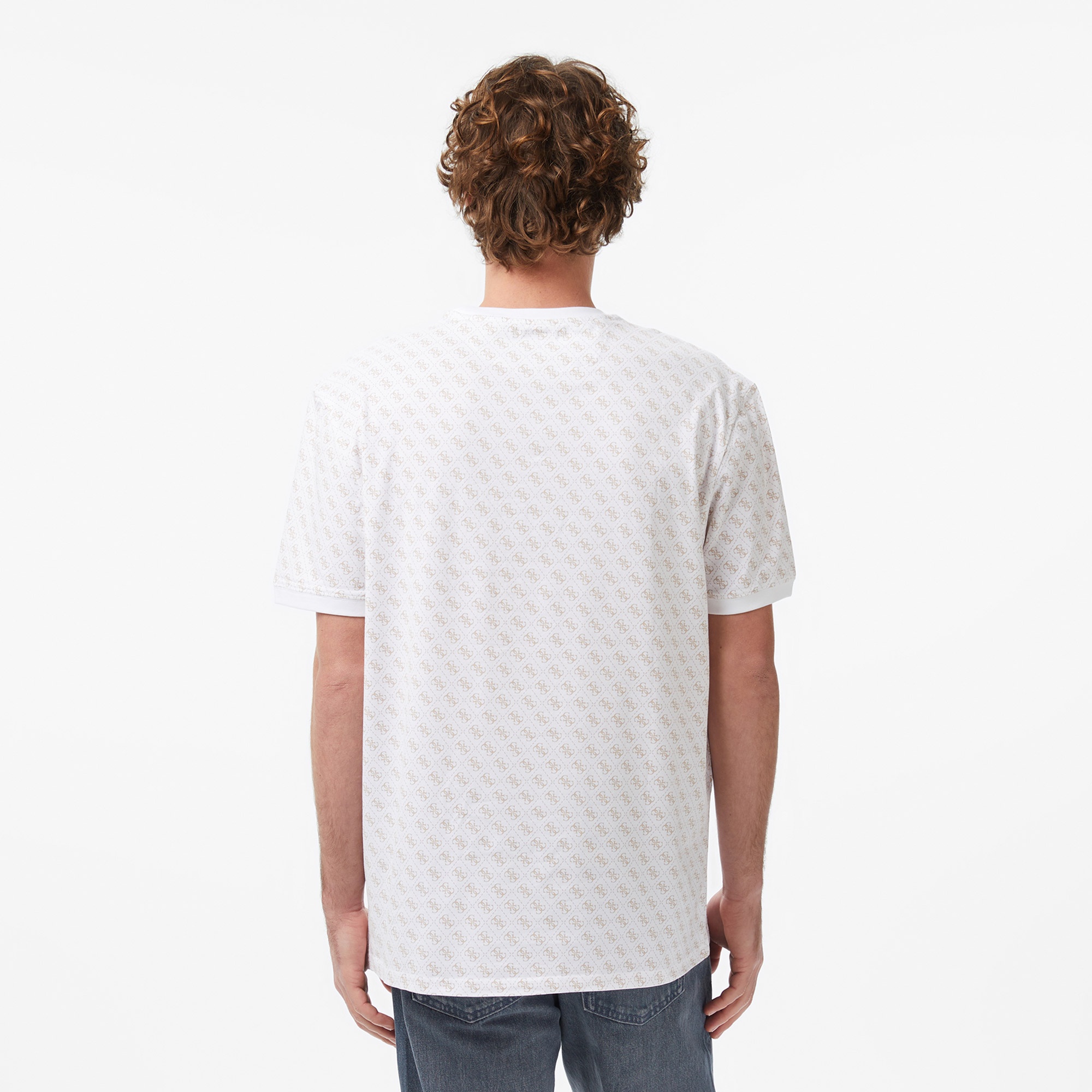 Guess Jamey Aktif Regular Fit Erkek Beyaz T-Shirt