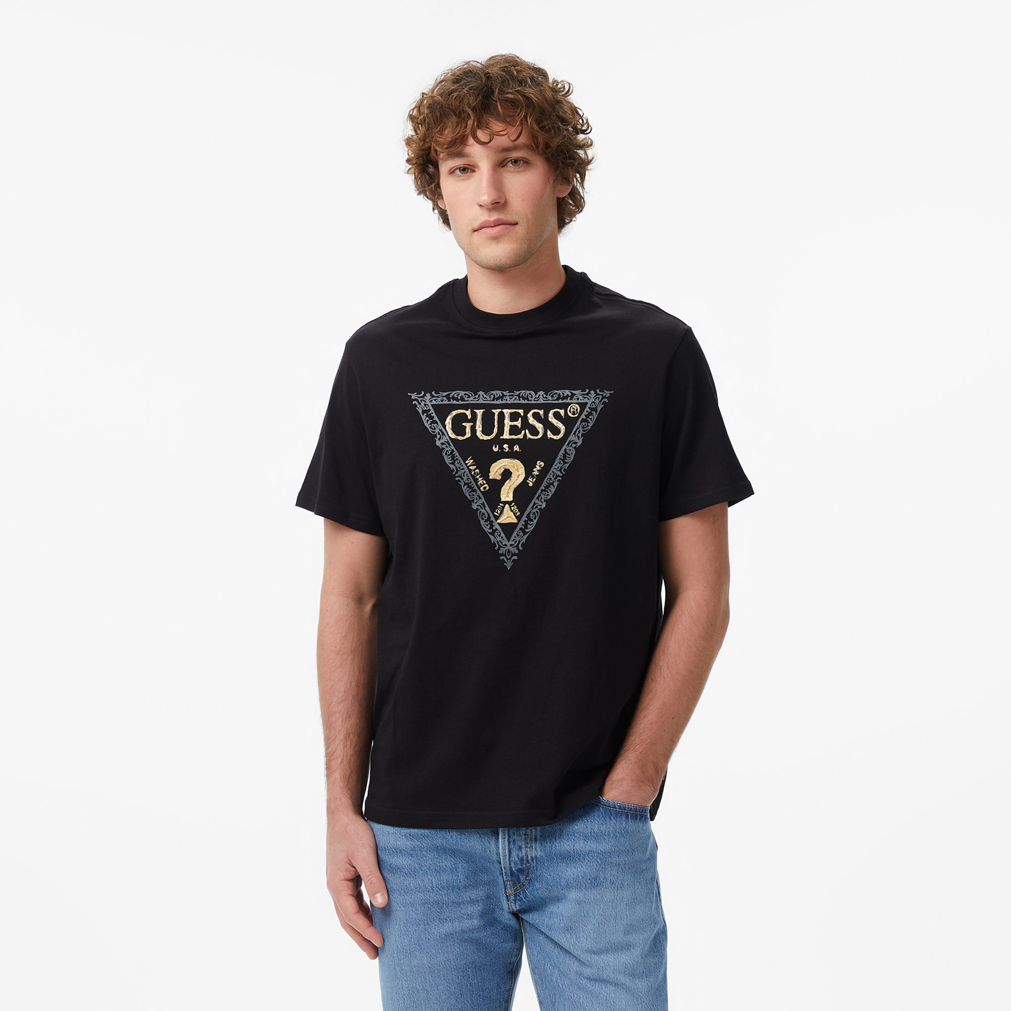  Guess Golden Regular Fit Erkek Siyah T-Shirt