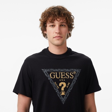  Guess Golden Regular Fit Erkek Siyah T-Shirt