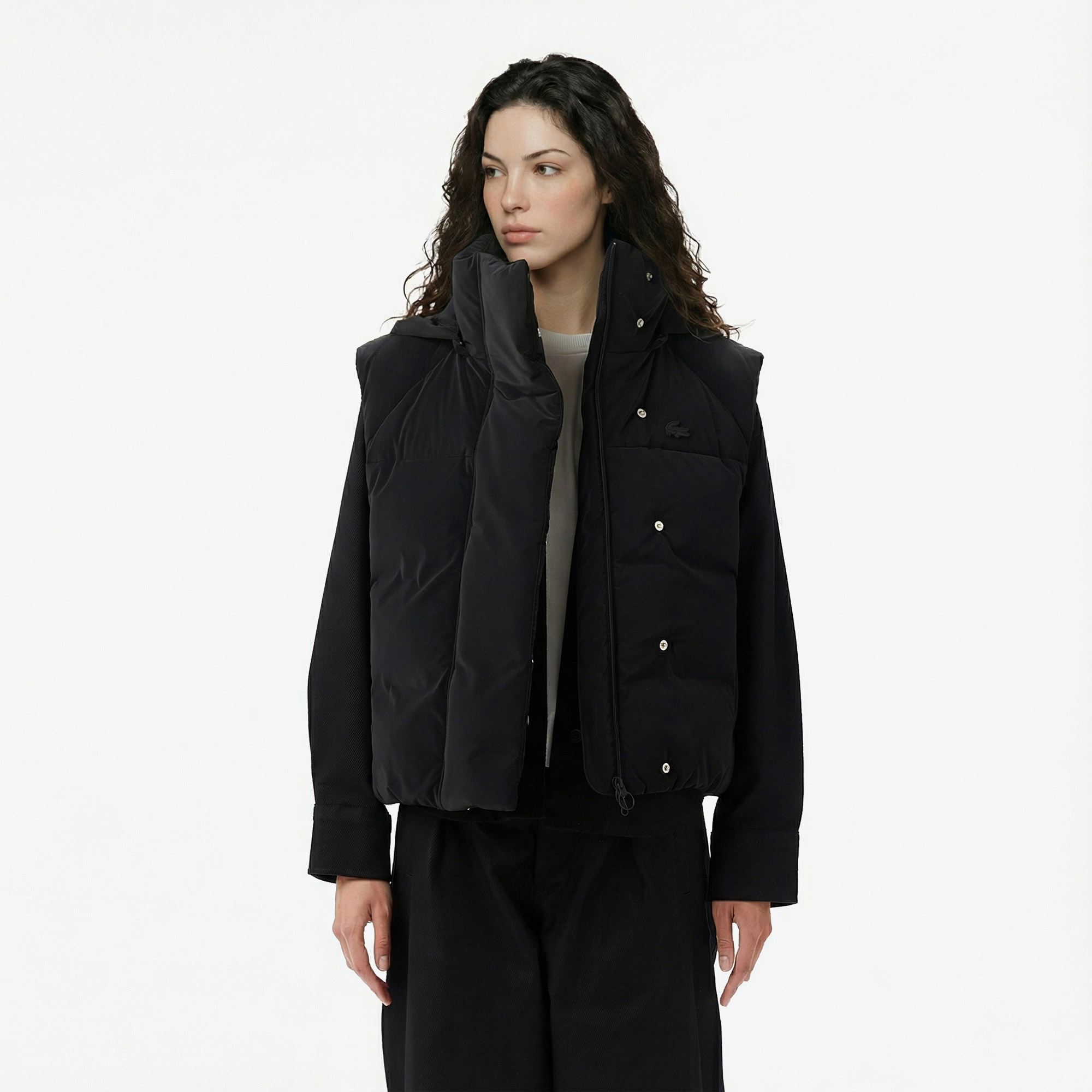  Lacoste Kadın Kapüşonlu Siyah Yelek