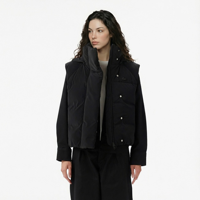  Lacoste Kadın Kapüşonlu Siyah Yelek