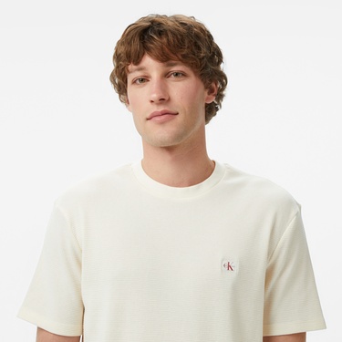  Calvin Klein Waffle Badge Crewnk Erkek Beyaz T-Shirt