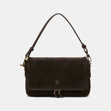  Kadın Acı Kahve Ayarlanabilir Askılı Süet Omuz Çantası