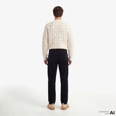  Erkek Straight Fit Casual Siyah Pantolon