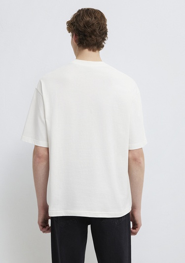  Mavi Mavi Logo Baskılı Ekru Tişört Oversize / Geniş Kesim 0613178-70057
