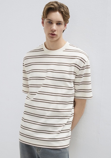  Mavi Çizgili Tişört Relaxed Fit / Rahat Kesim 0613175-70056
