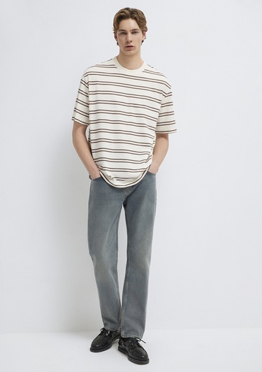  Mavi Çizgili Tişört Relaxed Fit / Rahat Kesim 0613175-70056