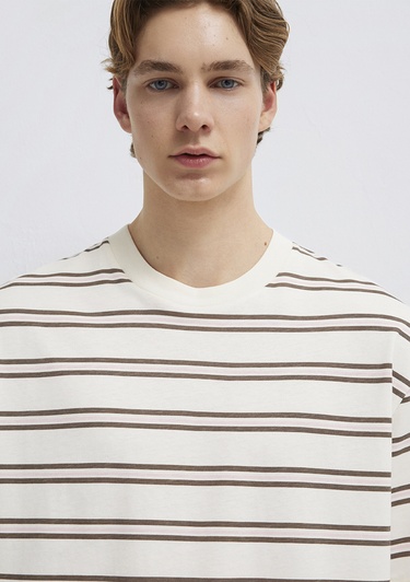  Mavi Çizgili Tişört Relaxed Fit / Rahat Kesim 0613175-70056