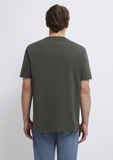  Mavi Cep Detaylı Yeşil Basic Tişört Loose Fit / Bol Rahat Kesim 066248-71553