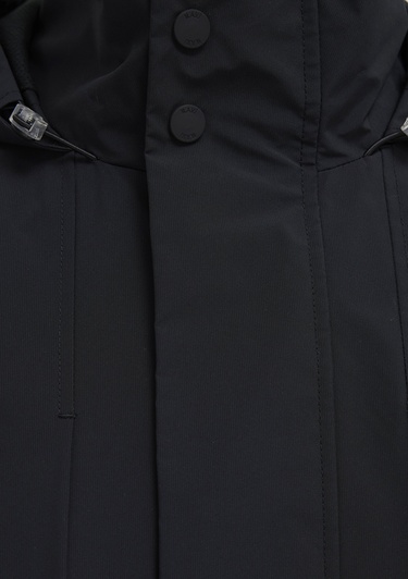  Mavi Kapüşonlu Siyah Ceket Loose Fit / Bol Rahat Kesim 0110757-71379