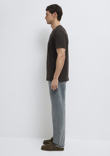  Mavi Kahverengi Basic Tişört Slim Fit / Dar Kesim 065574-70219