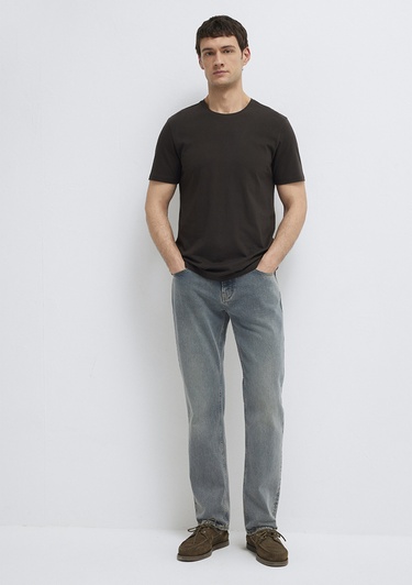  Mavi Kahverengi Basic Tişört Slim Fit / Dar Kesim 065574-70219