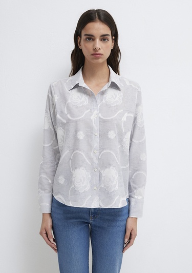  Mavi Çizgili Gömlek Loose Fit / Bol Rahat Kesim 1211437-84336