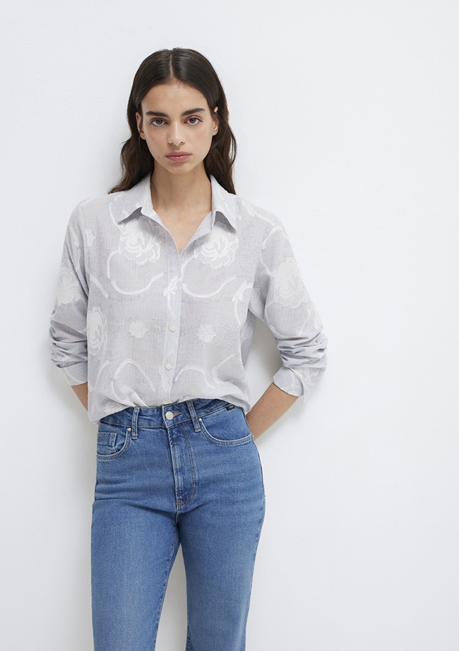  Mavi Çizgili Gömlek Loose Fit / Bol Rahat Kesim 1211437-84336