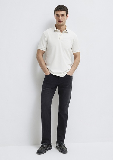  Mavi Mavi Black Ekru Polo Tişört Regular Fit / Normal Kesim 0613358-70057