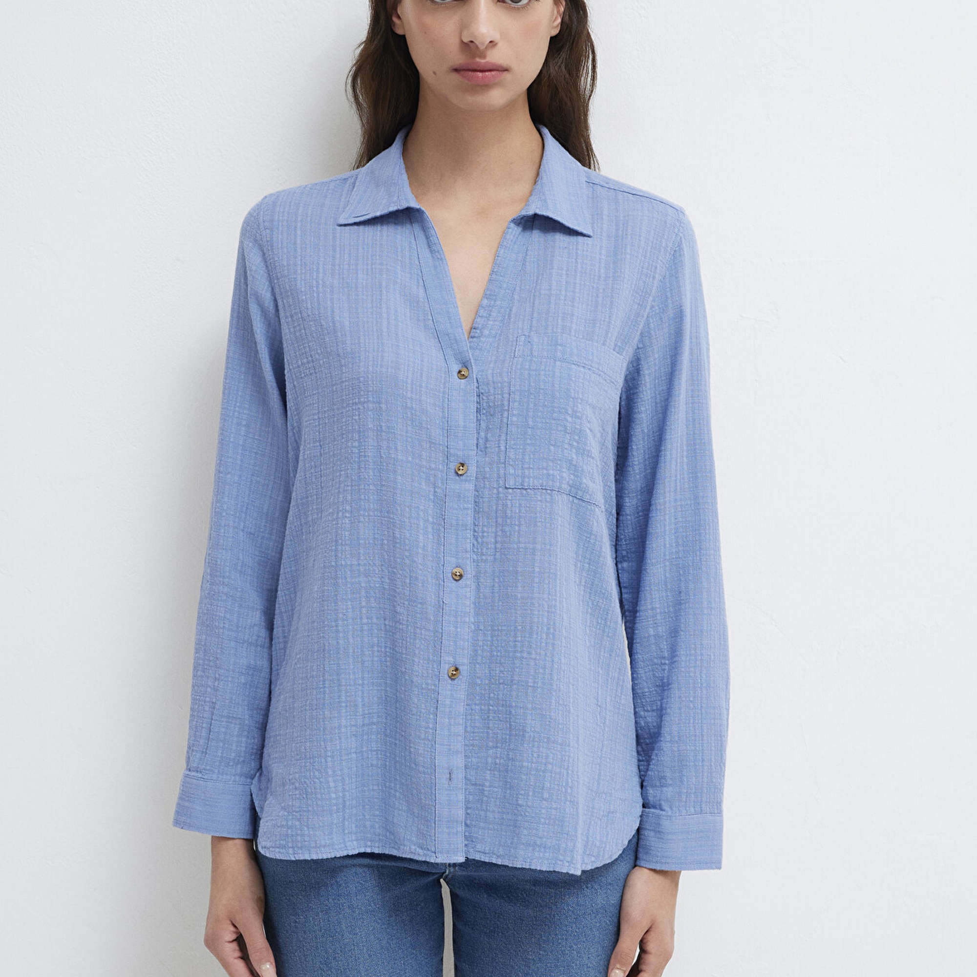 Mavi Mavi Gömlek Loose Fit / Bol Rahat Kesim 1211114-70853