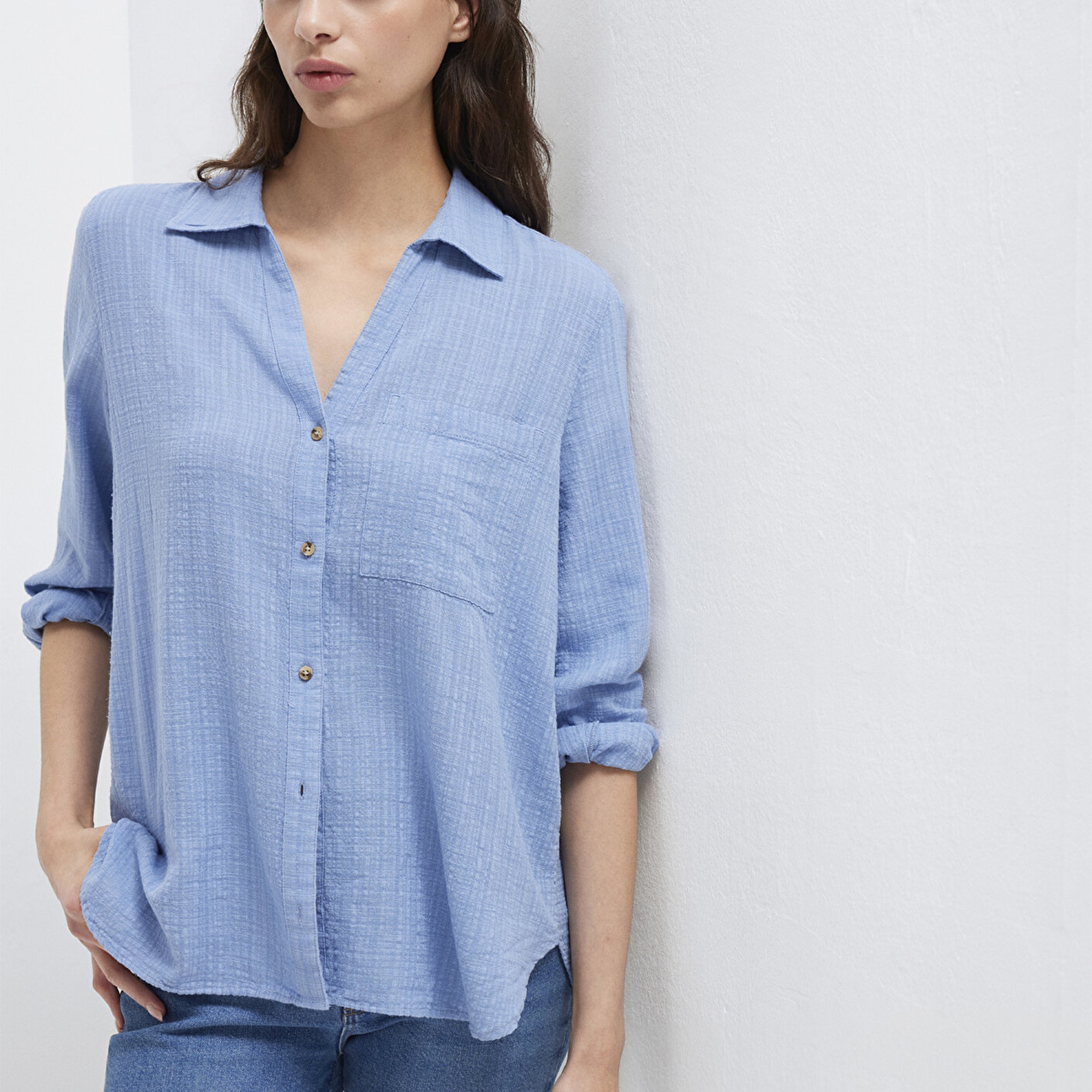 Mavi Mavi Gömlek Loose Fit / Bol Rahat Kesim 1211114-70853