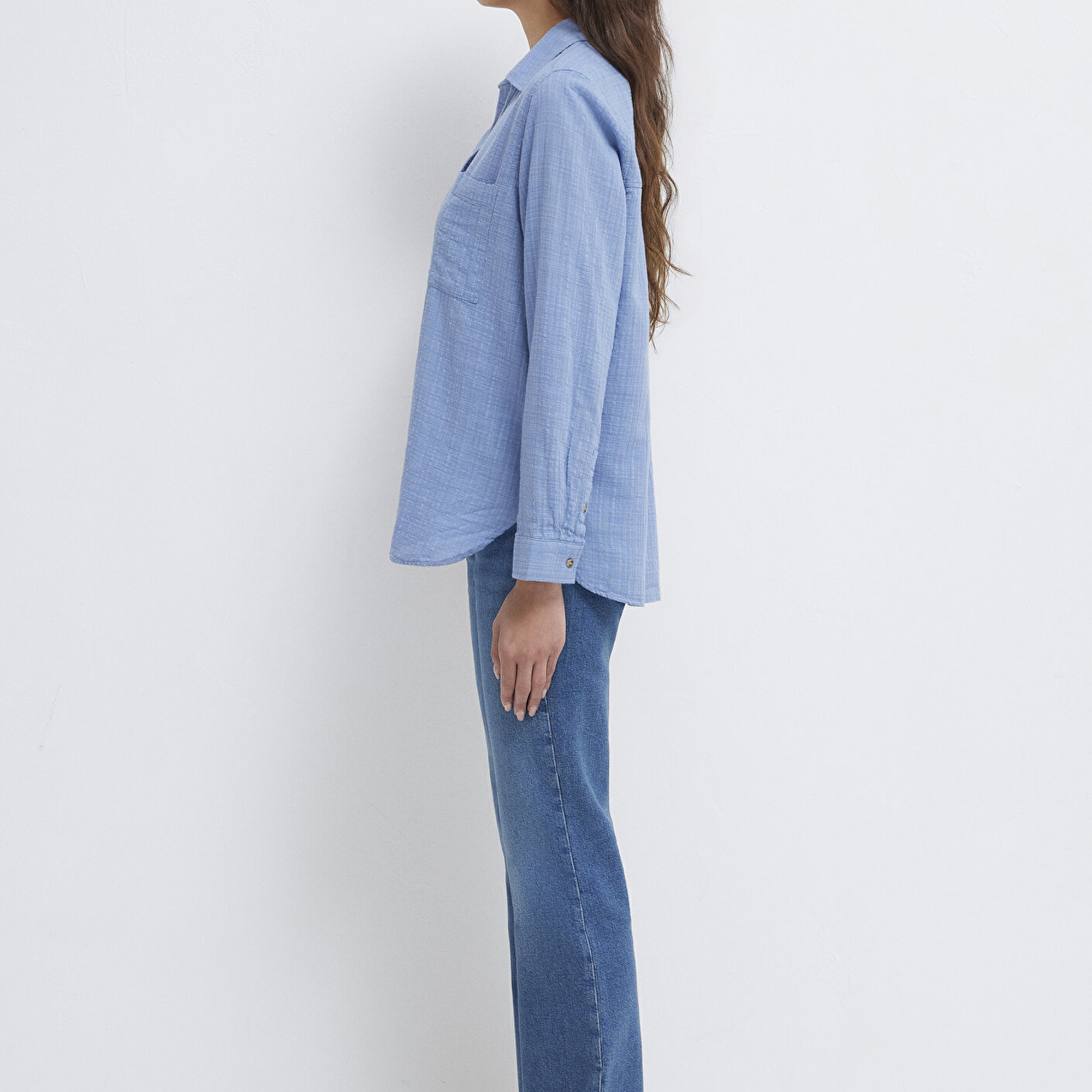 Mavi Mavi Gömlek Loose Fit / Bol Rahat Kesim 1211114-70853