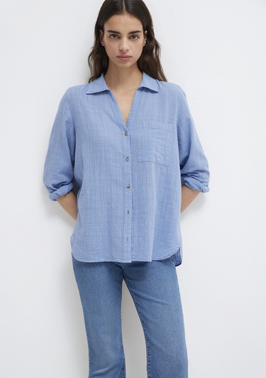  Mavi Mavi Gömlek Loose Fit / Bol Rahat Kesim 1211114-70853