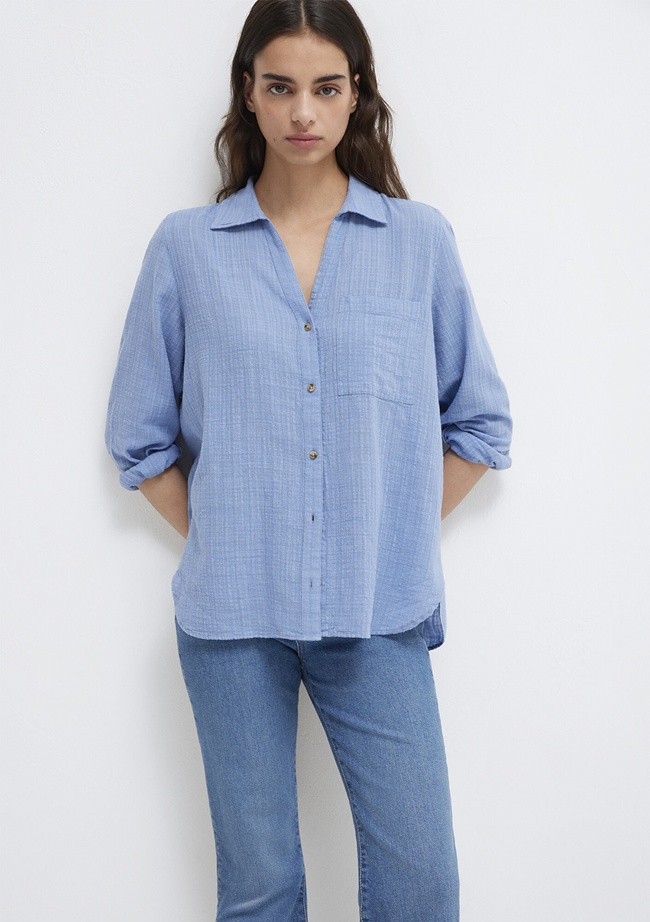  Mavi Mavi Gömlek Loose Fit / Bol Rahat Kesim 1211114-70853