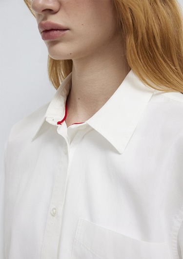  Mavi Cepli Ekru Gömlek Oversize / Geniş Kesim 1211453-70057