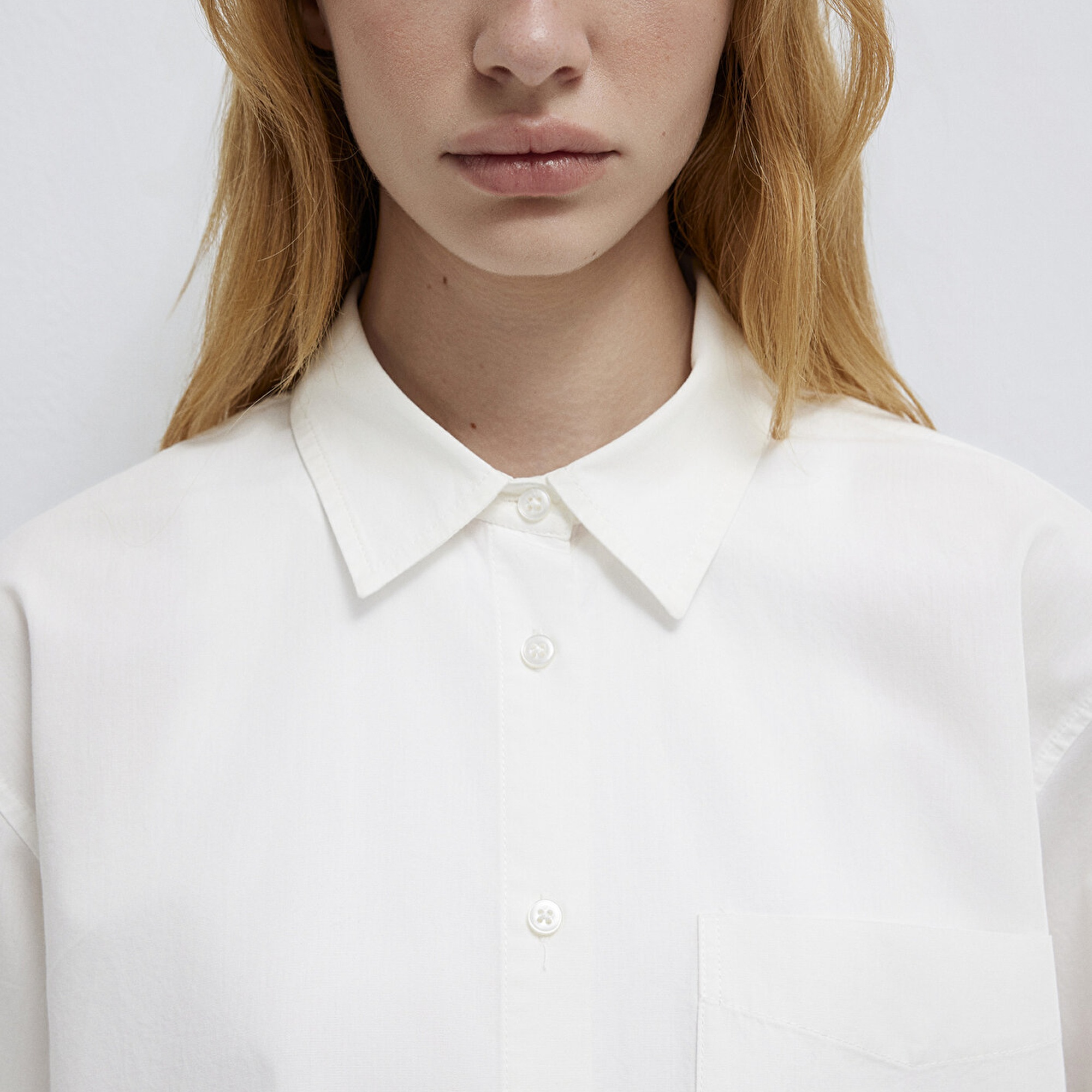 Mavi Cepli Ekru Gömlek Oversize / Geniş Kesim 1211453-70057