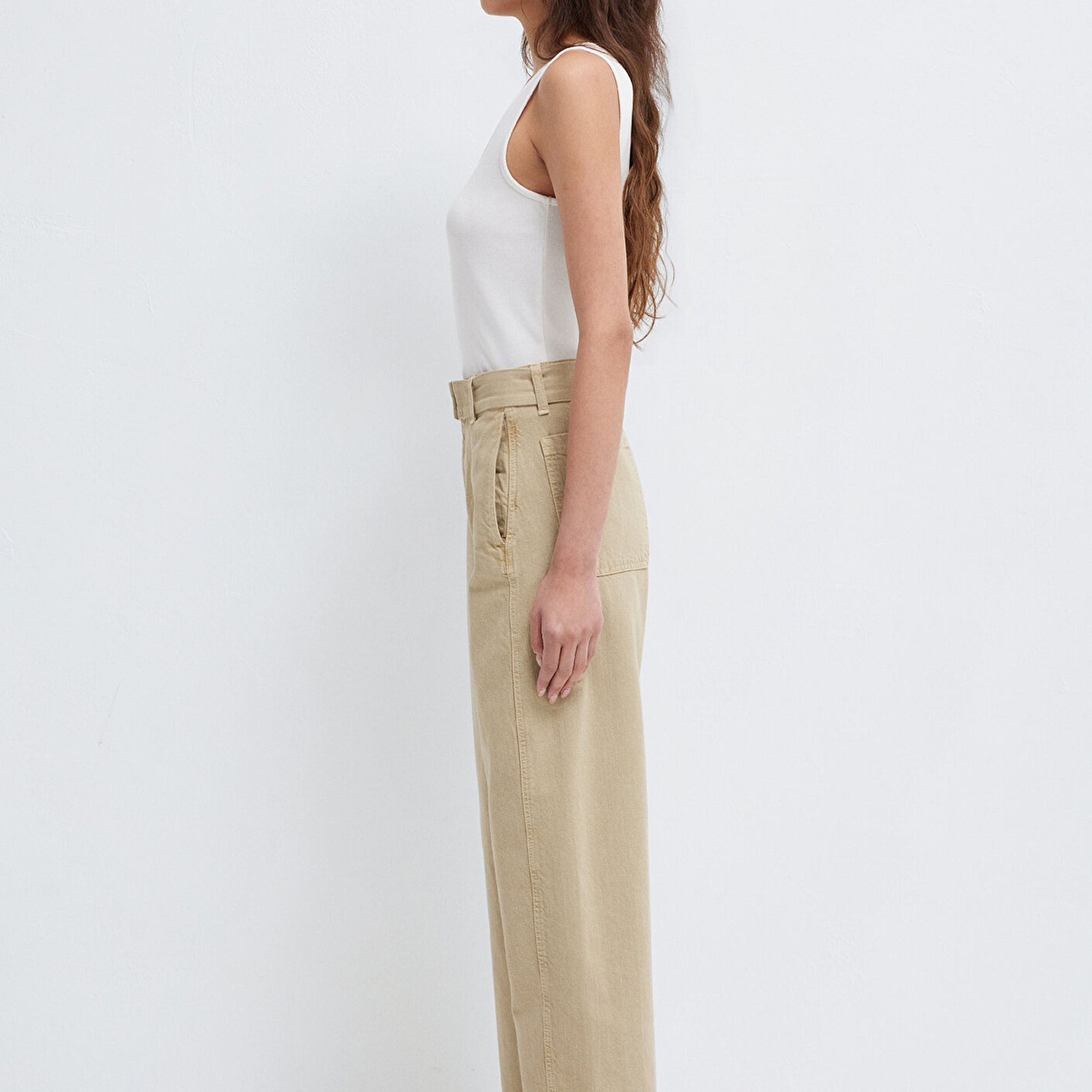 Mavi Kemerli Bej Pantolon 1011183-70153