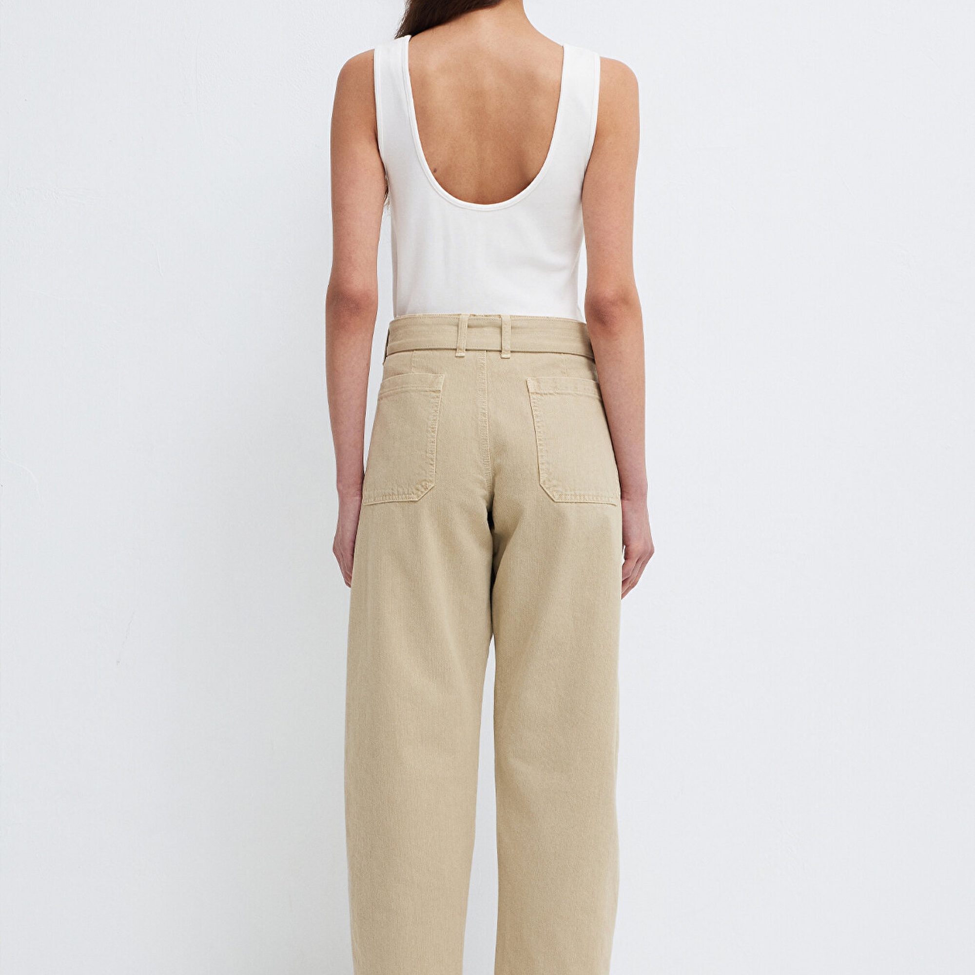 Mavi Kemerli Bej Pantolon 1011183-70153