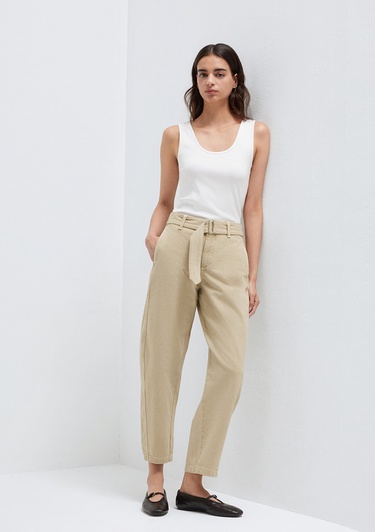  Mavi Kemerli Bej Pantolon 1011183-70153