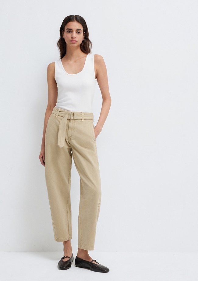  Mavi Kemerli Bej Pantolon 1011183-70153