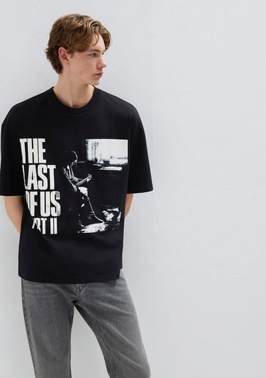  Mavi The Last Of Us Baskılı Siyah Tişört Oversize / Geniş Kesim 0613195-900