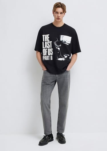  Mavi The Last Of Us Baskılı Siyah Tişört Oversize / Geniş Kesim 0613195-900