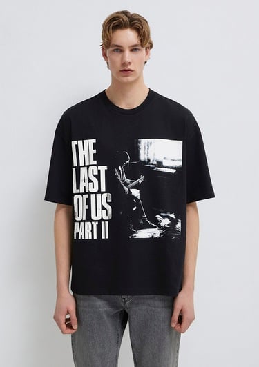 Mavi The Last Of Us Baskılı Siyah Tişört Oversize / Geniş Kesim 0613195-900