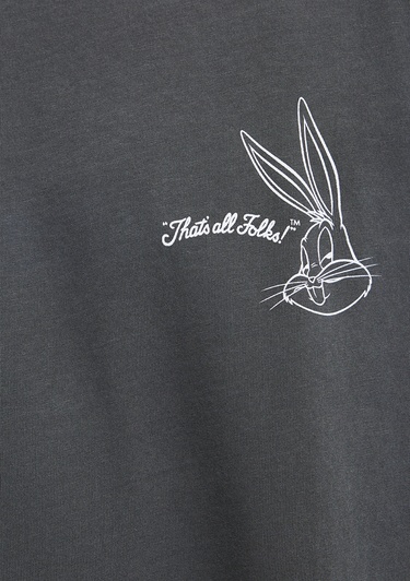  Mavi Bugs Bunny Baskılı Antrasit Tişört Relaxed Fit / Rahat Kesim 0613202-900