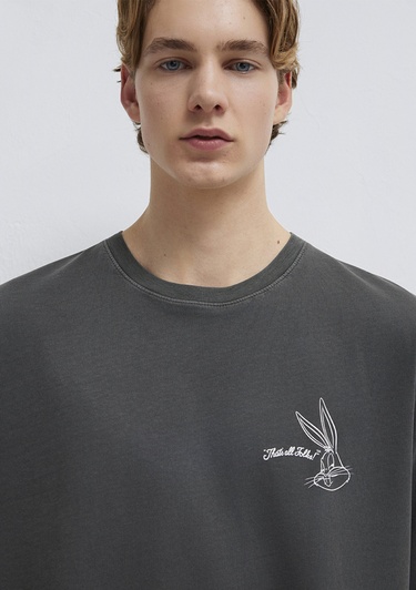  Mavi Bugs Bunny Baskılı Antrasit Tişört Relaxed Fit / Rahat Kesim 0613202-900