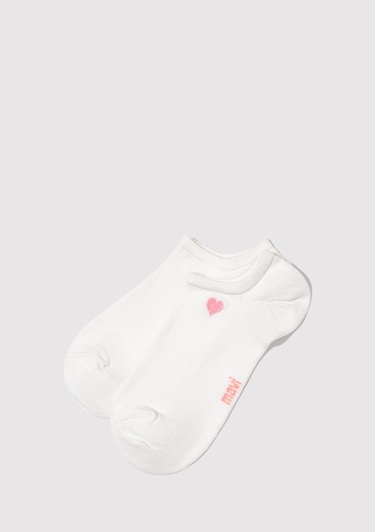  Mavi Kalp Nakışlı Beyaz Babet Çorap 1913727-620