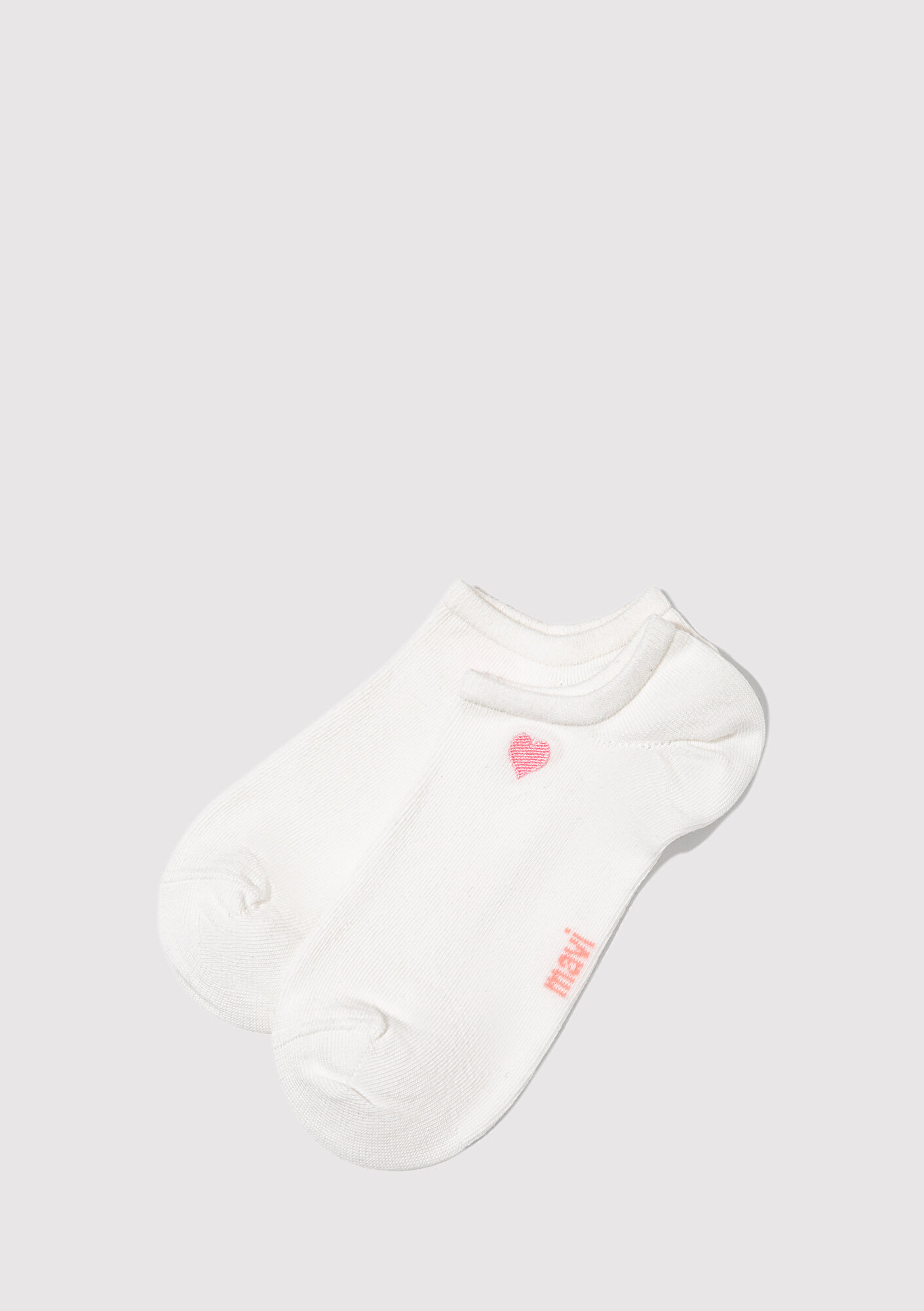  Mavi Kalp Nakışlı Beyaz Babet Çorap 1913727-620