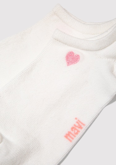  Mavi Kalp Nakışlı Beyaz Babet Çorap 1913727-620