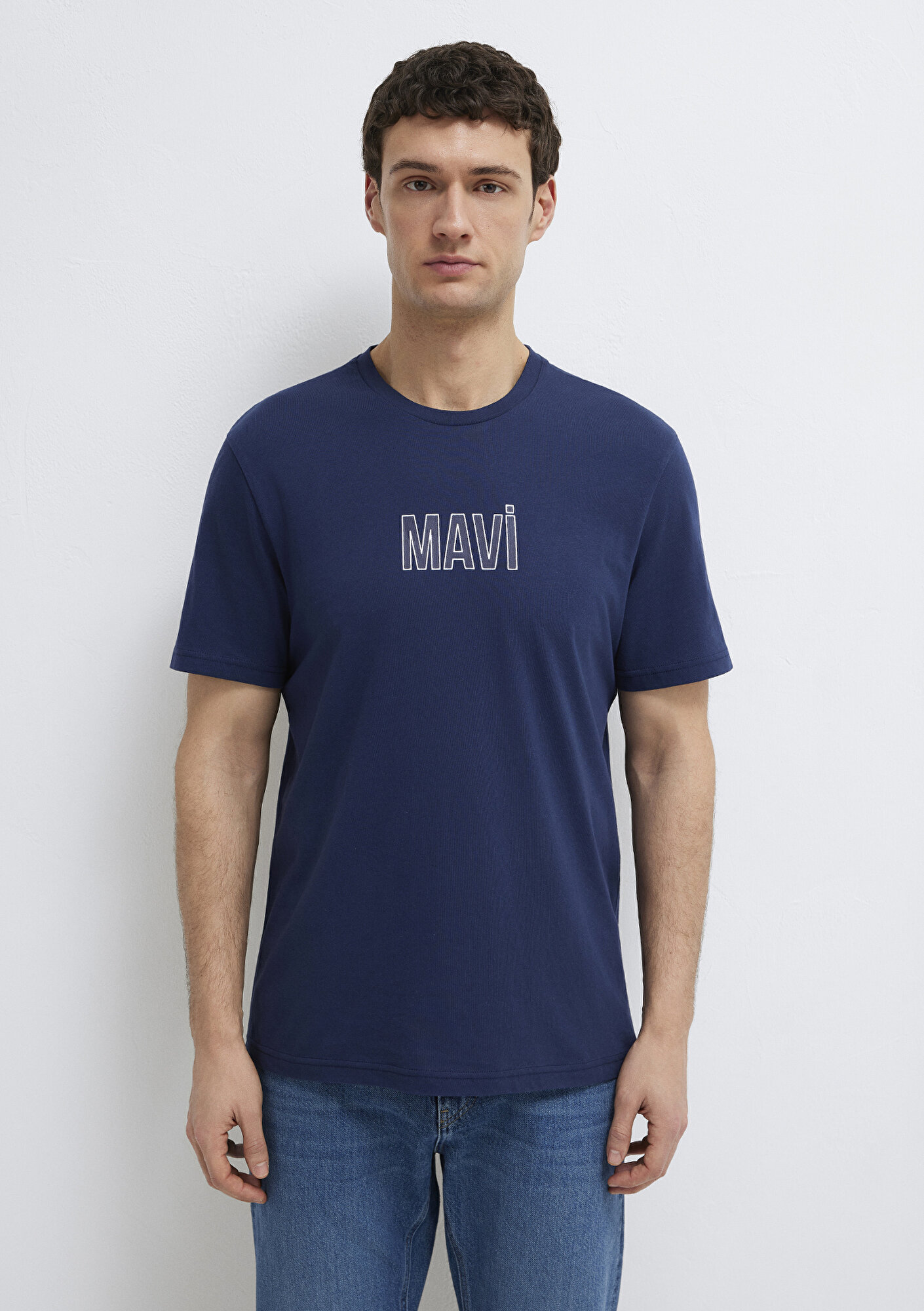 Mavi Mavi Logo Baskılı Lacivert Tişört Regular Fit / Normal Kesim 0613186-70758