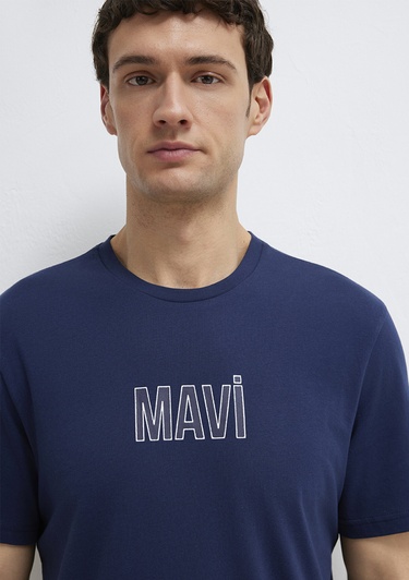  Mavi Mavi Logo Baskılı Lacivert Tişört Regular Fit / Normal Kesim 0613186-70758