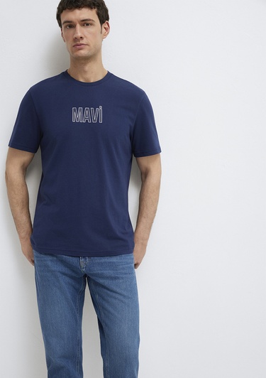  Mavi Mavi Logo Baskılı Lacivert Tişört Regular Fit / Normal Kesim 0613186-70758