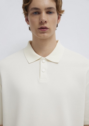  Mavi Ekru Polo Tişört Boxy Fit 0613177-70056