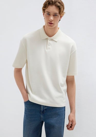  Mavi Ekru Polo Tişört Boxy Fit 0613177-70056