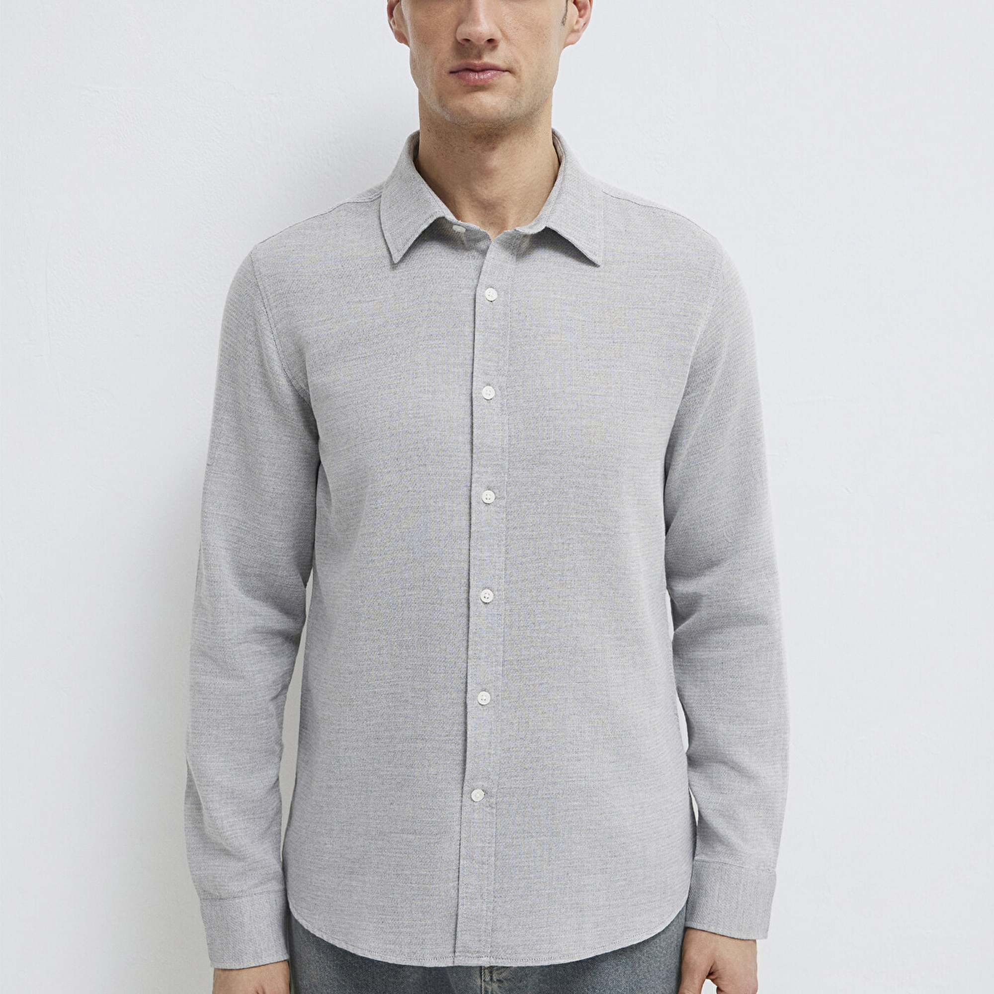 Mavi Gri Gömlek Slim Fit / Dar Kesim 0211913-70074