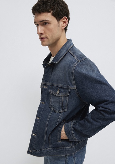  Mavi Ray Mavi Pro Koyu Mavi Jean Ceket Oversize / Geniş Kesim 0110273-A1712