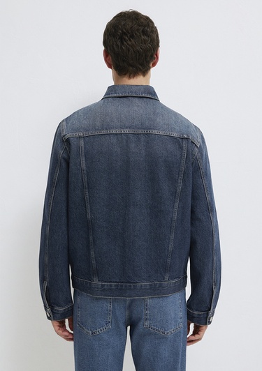  Mavi Ray Mavi Pro Koyu Mavi Jean Ceket Oversize / Geniş Kesim 0110273-A1712