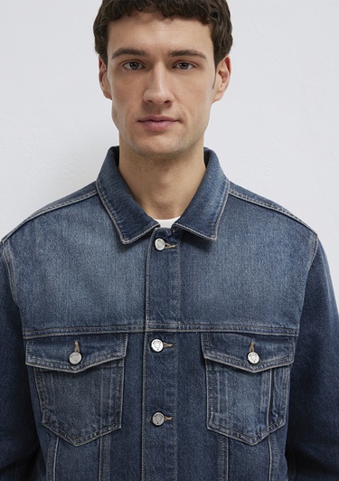  Mavi Ray Mavi Pro Koyu Mavi Jean Ceket Oversize / Geniş Kesim 0110273-A1712