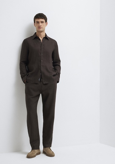  Mavi Kahverengi Keten Pantolon 0010577-70219