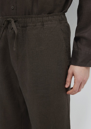  Mavi Kahverengi Keten Pantolon 0010577-70219
